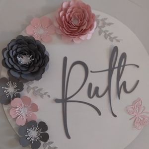 Blush and Gray Nursery Wall Sign